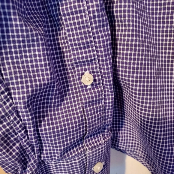 Michael Kors Mens Purple Navy Check Shirt Long Sleeve Button Up Shirt Slim Fit M - Picture 5 of 12